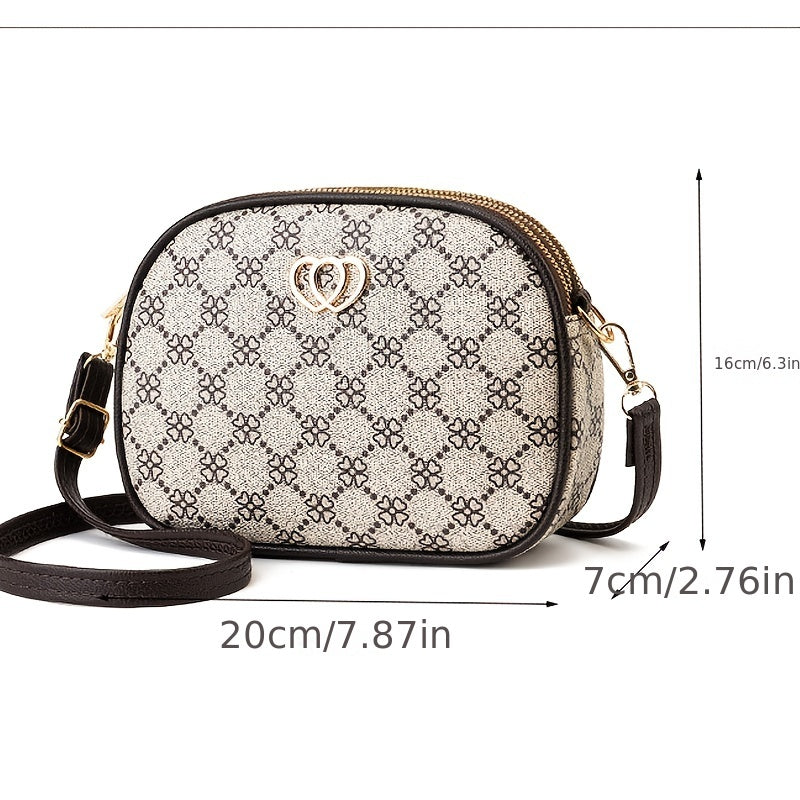 Three Layer Zipper Shoulder Bag - Small Round Mobile Phone Crossbody for Mother